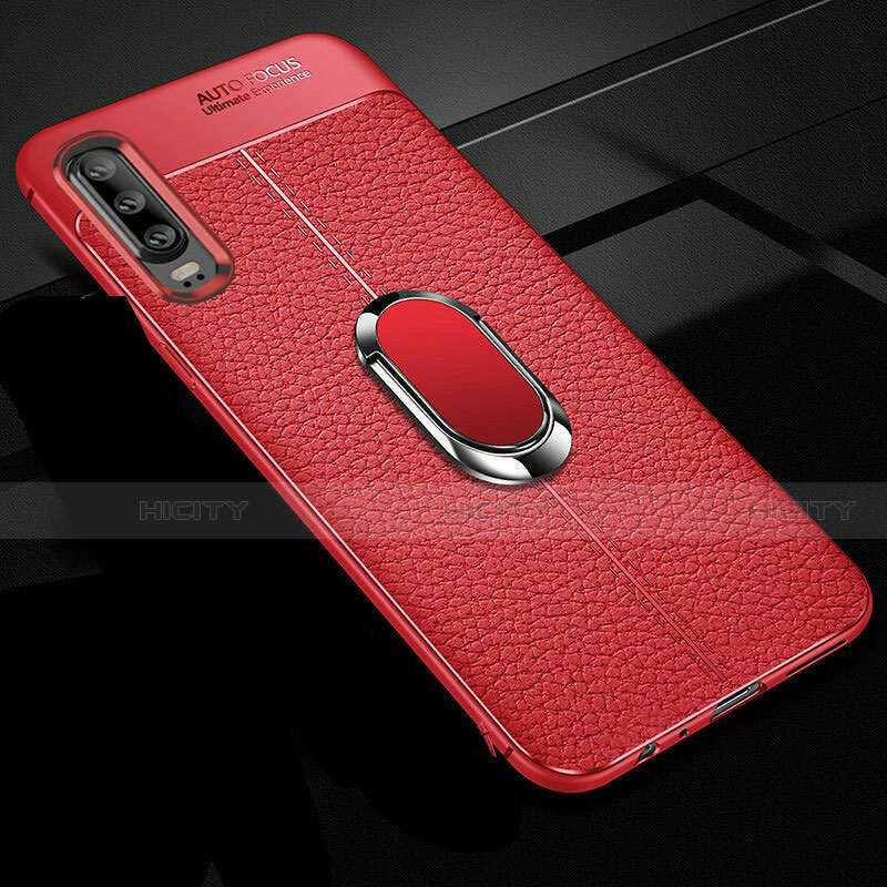 Custodia Silicone Morbida In Pelle Cover con Magnetico Anello Supporto T01 per Huawei P30