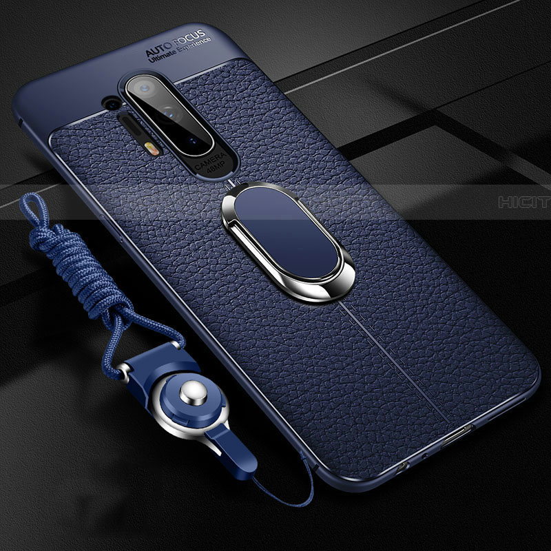 Custodia Silicone Morbida In Pelle Cover con Magnetico Anello Supporto T01 per OnePlus 8 Pro