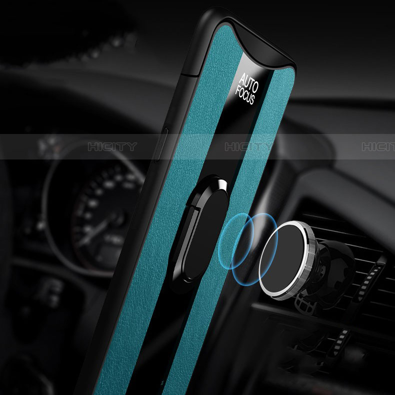 Custodia Silicone Morbida In Pelle Cover con Magnetico Anello Supporto T01 per Oppo Find X