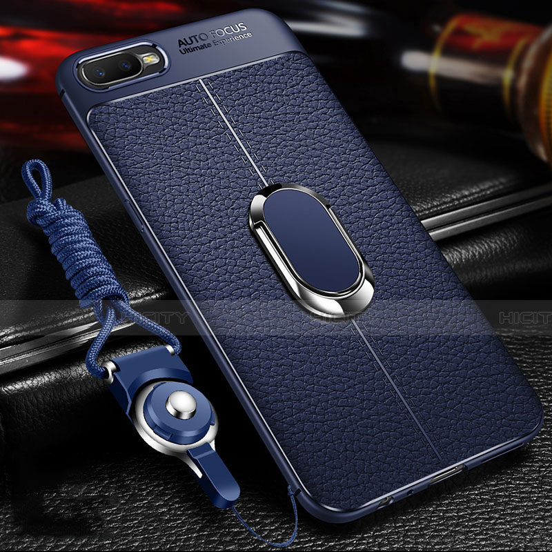 Custodia Silicone Morbida In Pelle Cover con Magnetico Anello Supporto T01 per Oppo R15X