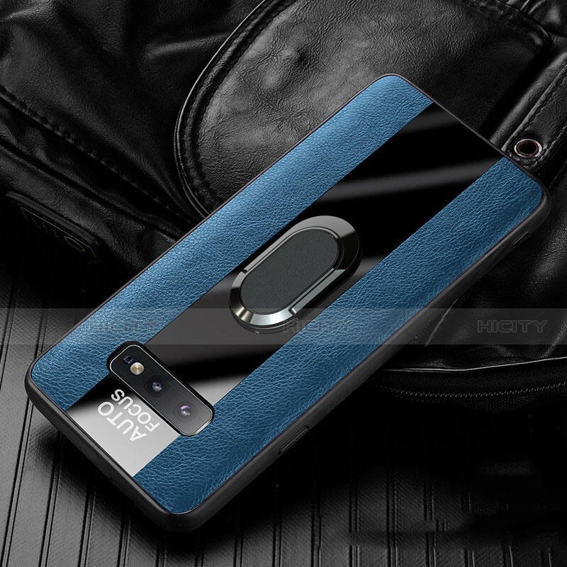 Custodia Silicone Morbida In Pelle Cover con Magnetico Anello Supporto T01 per Samsung Galaxy S10e