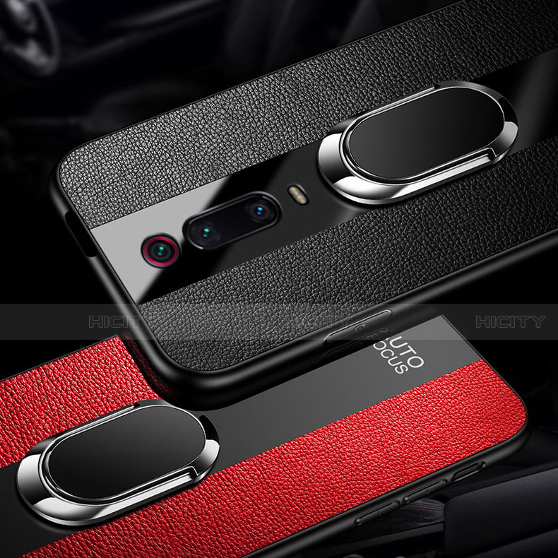 Custodia Silicone Morbida In Pelle Cover con Magnetico Anello Supporto T01 per Xiaomi Mi 9T