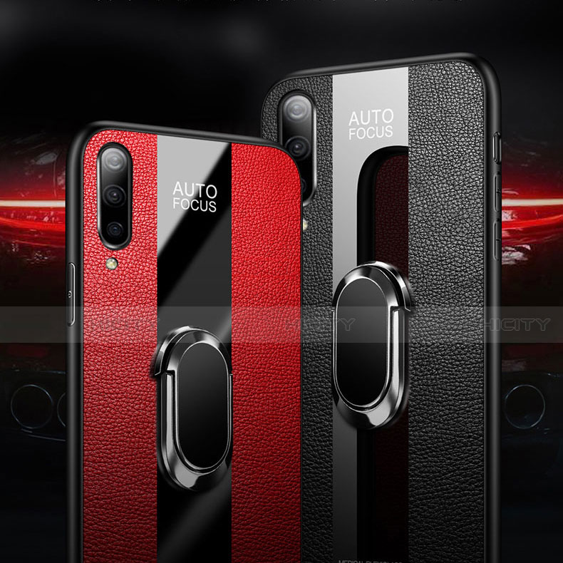 Custodia Silicone Morbida In Pelle Cover con Magnetico Anello Supporto T01 per Xiaomi Mi A3