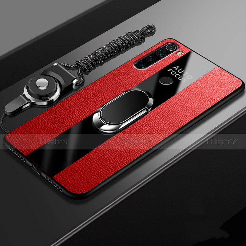 Custodia Silicone Morbida In Pelle Cover con Magnetico Anello Supporto T01 per Xiaomi Redmi Note 8