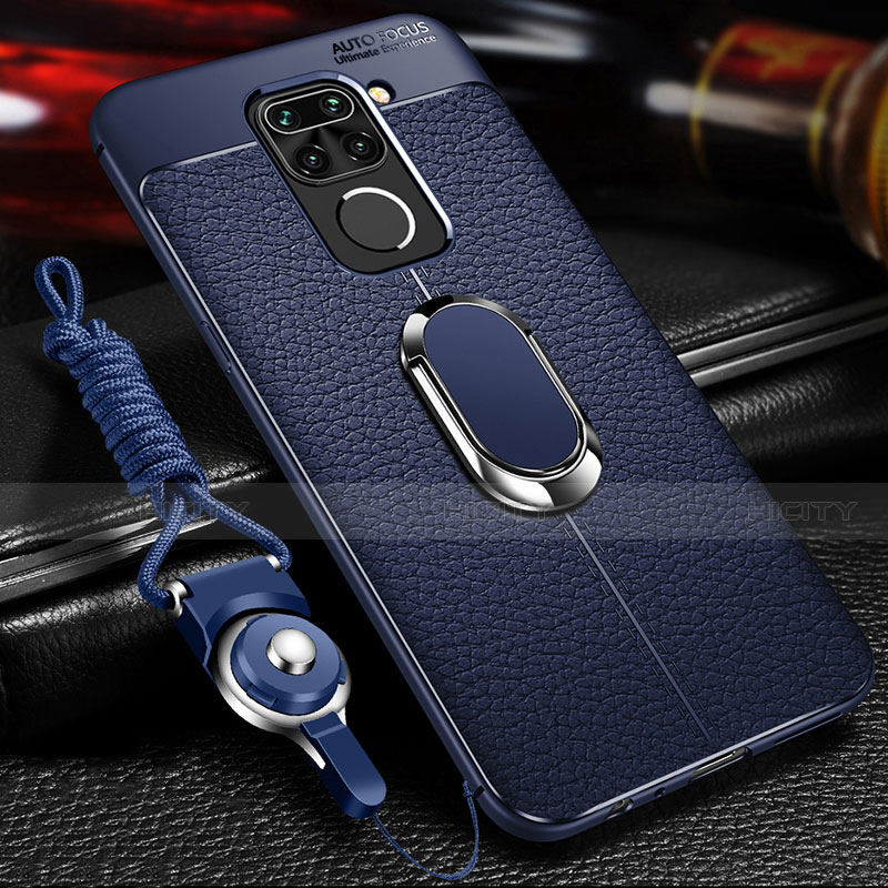 Custodia Silicone Morbida In Pelle Cover con Magnetico Anello Supporto T01 per Xiaomi Redmi Note 9