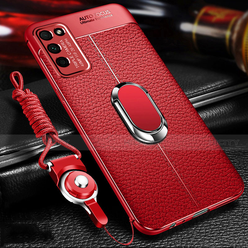 Custodia Silicone Morbida In Pelle Cover con Magnetico Anello Supporto T02 per Huawei Honor 30 Lite 5G Rosso