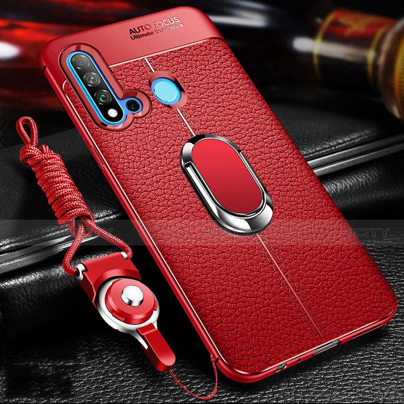 Custodia Silicone Morbida In Pelle Cover con Magnetico Anello Supporto T02 per Huawei Nova 5i