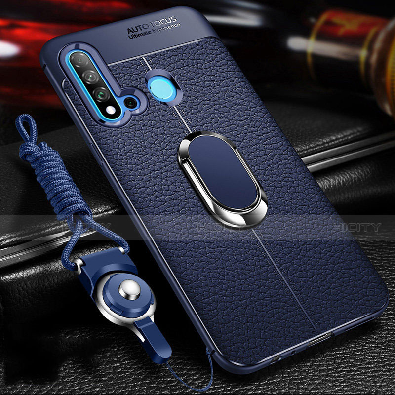 Custodia Silicone Morbida In Pelle Cover con Magnetico Anello Supporto T02 per Huawei Nova 5i