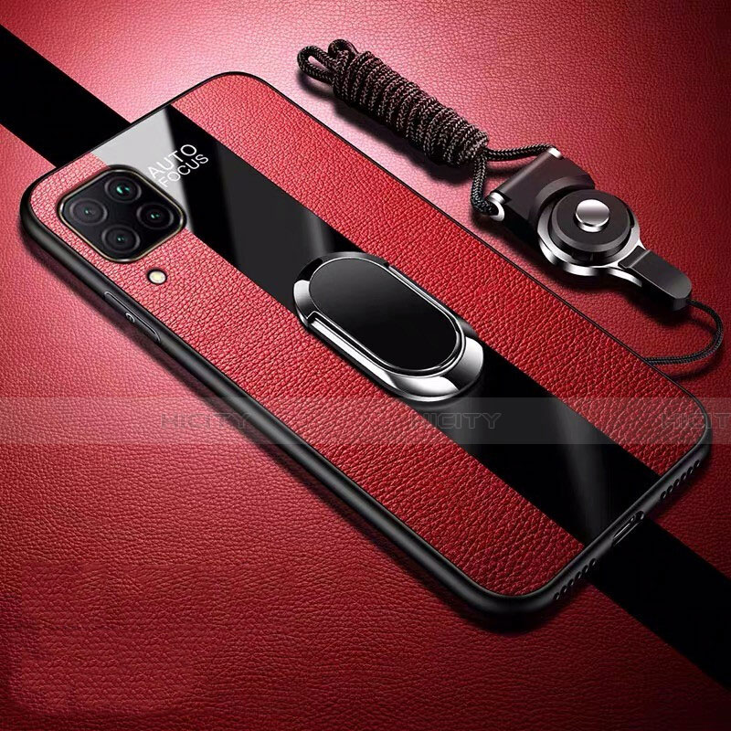 Custodia Silicone Morbida In Pelle Cover con Magnetico Anello Supporto T02 per Huawei Nova 6 SE Rosso