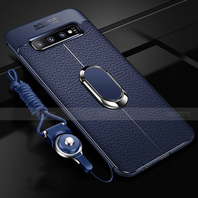 Custodia Silicone Morbida In Pelle Cover con Magnetico Anello Supporto T02 per Samsung Galaxy S10 5G