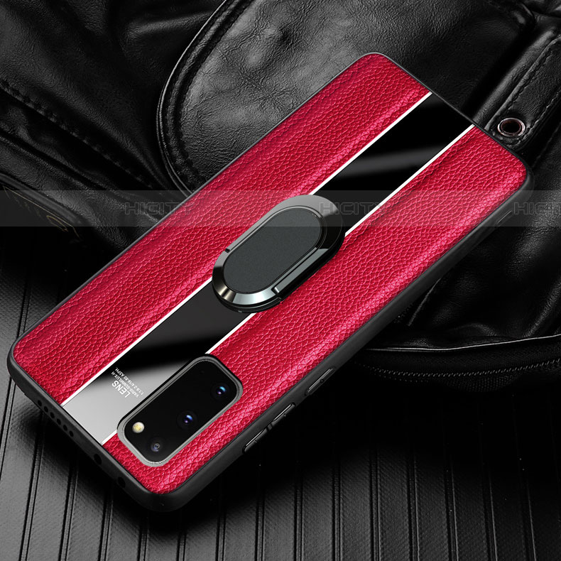 Custodia Silicone Morbida In Pelle Cover con Magnetico Anello Supporto T02 per Samsung Galaxy S20