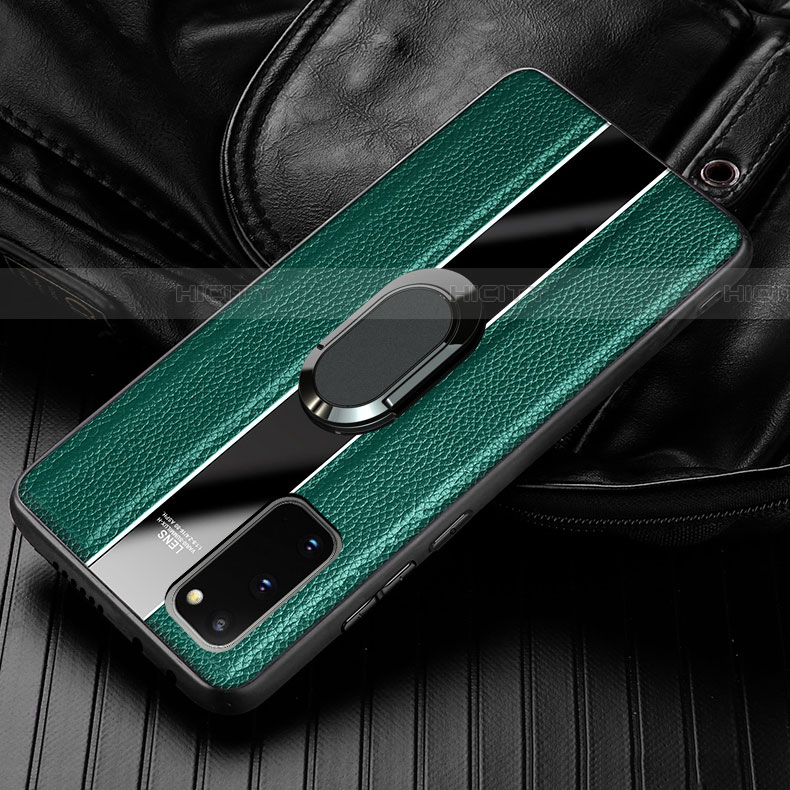 Custodia Silicone Morbida In Pelle Cover con Magnetico Anello Supporto T02 per Samsung Galaxy S20