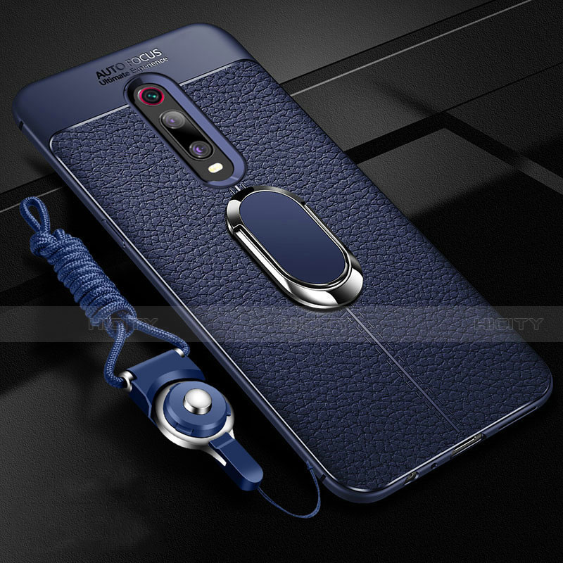 Custodia Silicone Morbida In Pelle Cover con Magnetico Anello Supporto T02 per Xiaomi Mi 9T Pro