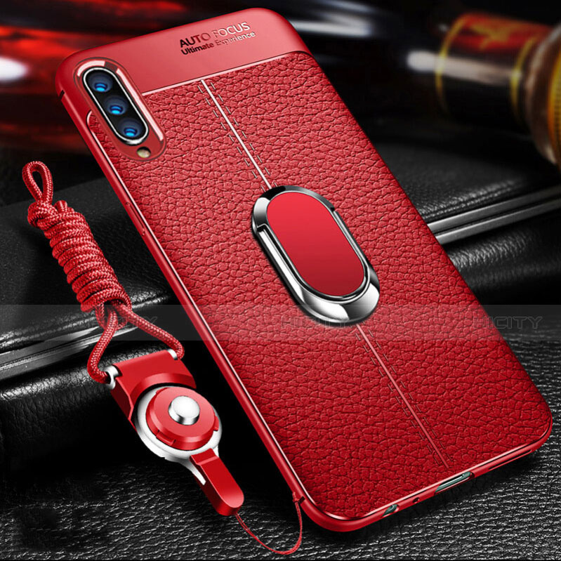 Custodia Silicone Morbida In Pelle Cover con Magnetico Anello Supporto T02 per Xiaomi Mi A3