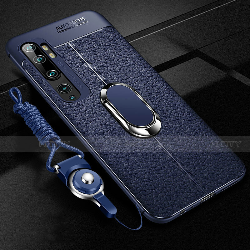 Custodia Silicone Morbida In Pelle Cover con Magnetico Anello Supporto T02 per Xiaomi Mi Note 10 Pro