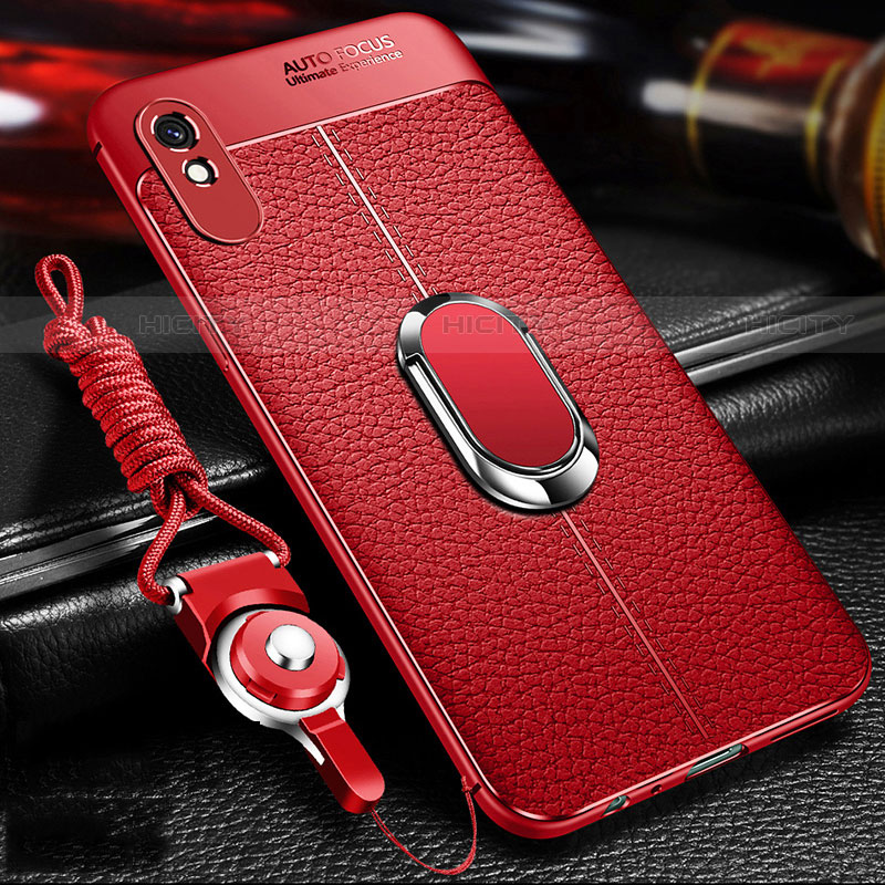 Custodia Silicone Morbida In Pelle Cover con Magnetico Anello Supporto T02 per Xiaomi Redmi 9A