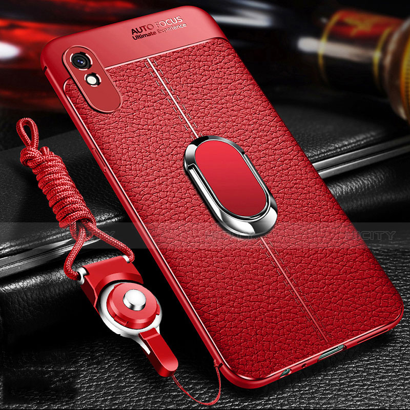 Custodia Silicone Morbida In Pelle Cover con Magnetico Anello Supporto T02 per Xiaomi Redmi 9i