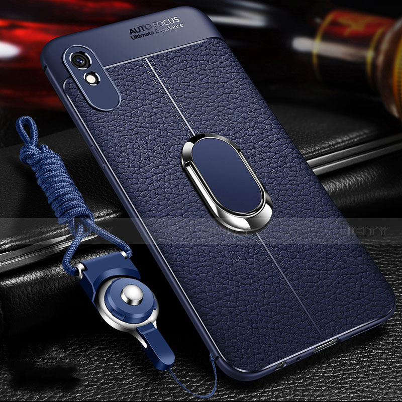 Custodia Silicone Morbida In Pelle Cover con Magnetico Anello Supporto T02 per Xiaomi Redmi 9i