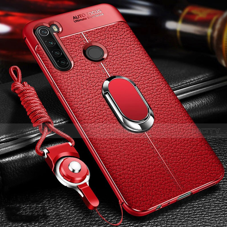 Custodia Silicone Morbida In Pelle Cover con Magnetico Anello Supporto T02 per Xiaomi Redmi Note 8 (2021)