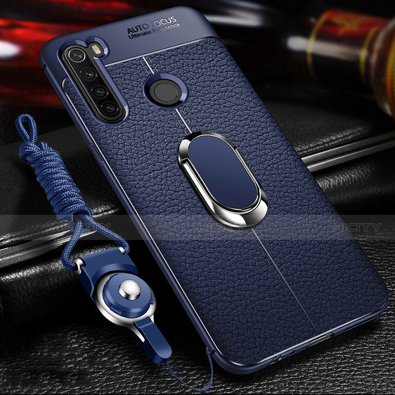 Custodia Silicone Morbida In Pelle Cover con Magnetico Anello Supporto T02 per Xiaomi Redmi Note 8 (2021)