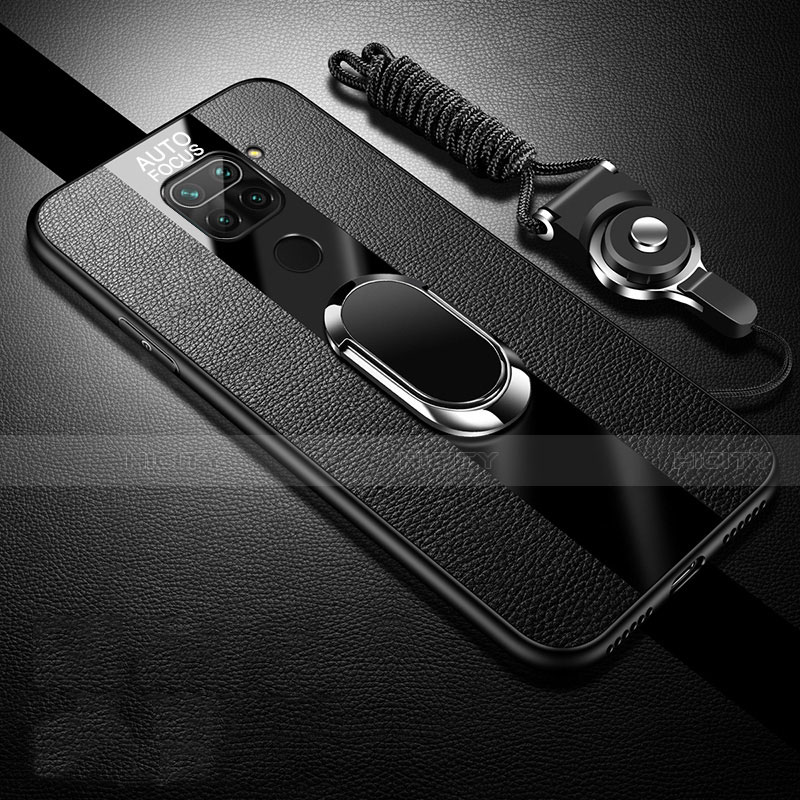 Custodia Silicone Morbida In Pelle Cover con Magnetico Anello Supporto T02 per Xiaomi Redmi Note 9