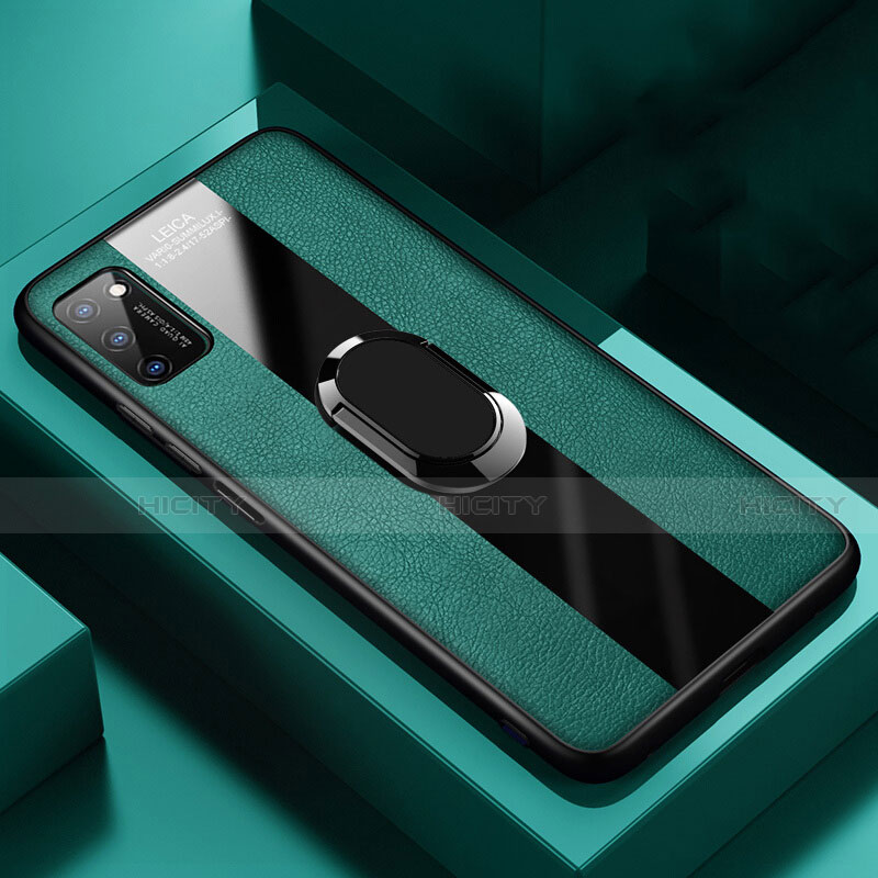 Custodia Silicone Morbida In Pelle Cover con Magnetico Anello Supporto T03 per Huawei Honor V30 5G Verde