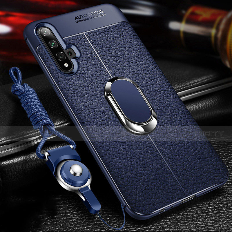 Custodia Silicone Morbida In Pelle Cover con Magnetico Anello Supporto T03 per Huawei Nova 5 Pro