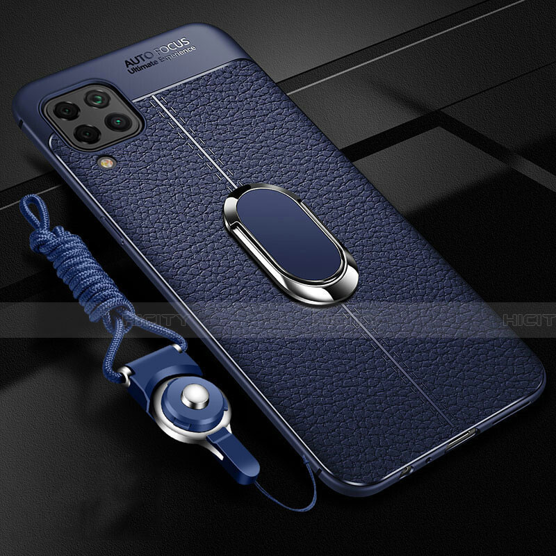 Custodia Silicone Morbida In Pelle Cover con Magnetico Anello Supporto T03 per Huawei Nova 6 SE Blu