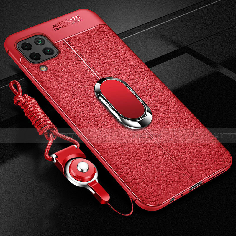 Custodia Silicone Morbida In Pelle Cover con Magnetico Anello Supporto T03 per Huawei Nova 7i Rosso