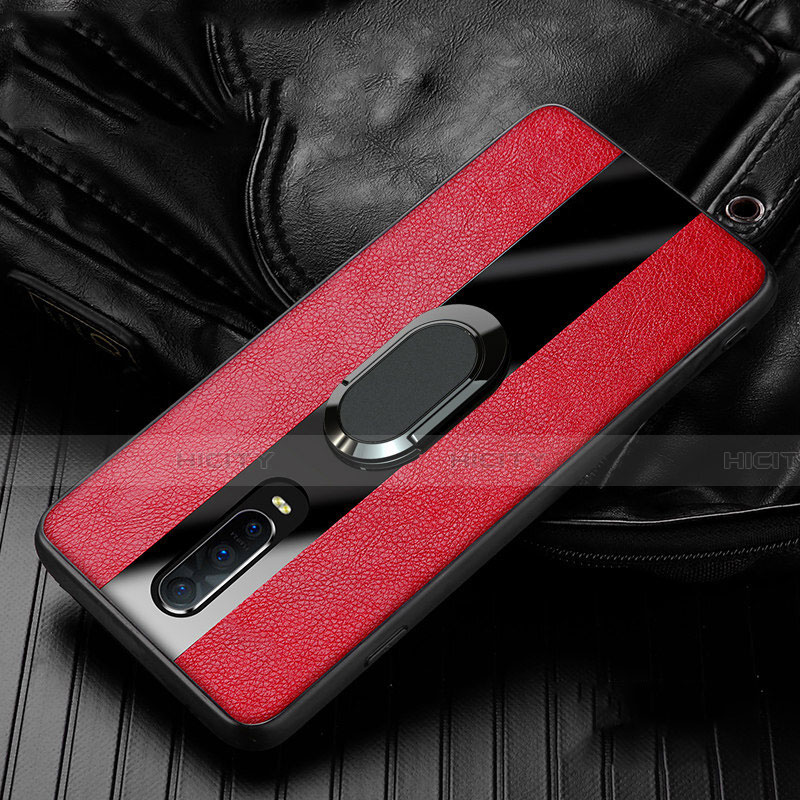 Custodia Silicone Morbida In Pelle Cover con Magnetico Anello Supporto T03 per Oppo R17 Pro