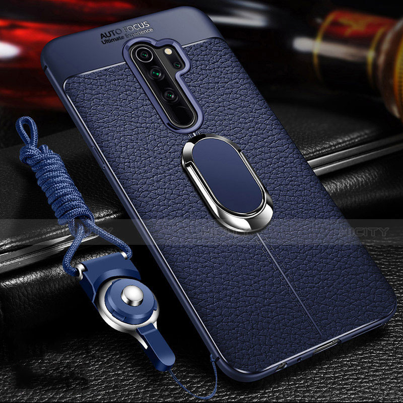 Custodia Silicone Morbida In Pelle Cover con Magnetico Anello Supporto T03 per Xiaomi Redmi Note 8 Pro