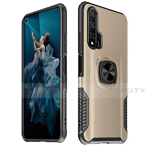 Custodia Silicone Morbida In Pelle Cover con Magnetico Anello Supporto T04 per Huawei Honor 20 Pro