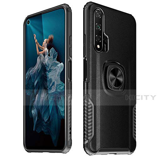 Custodia Silicone Morbida In Pelle Cover con Magnetico Anello Supporto T04 per Huawei Honor 20 Pro