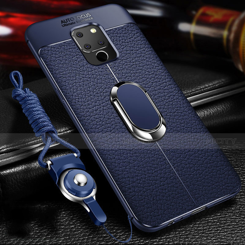 Custodia Silicone Morbida In Pelle Cover con Magnetico Anello Supporto T04 per Huawei Mate 20