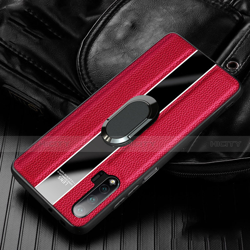 Custodia Silicone Morbida In Pelle Cover con Magnetico Anello Supporto T04 per Huawei Nova 6 5G Rosso