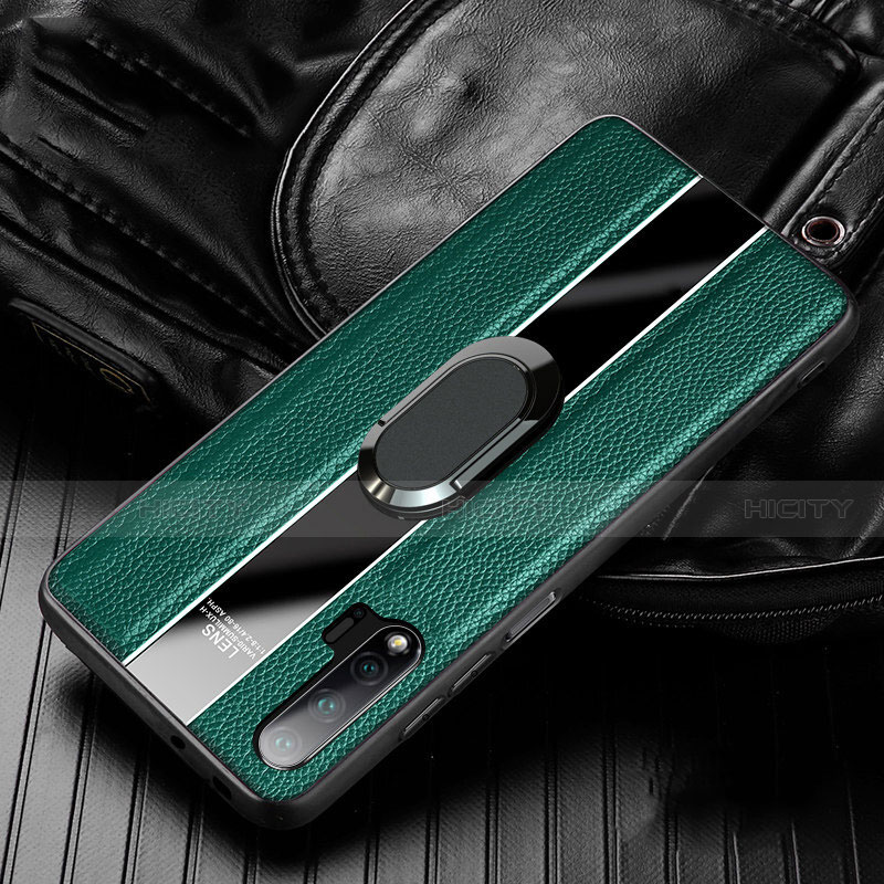 Custodia Silicone Morbida In Pelle Cover con Magnetico Anello Supporto T04 per Huawei Nova 6 Verde