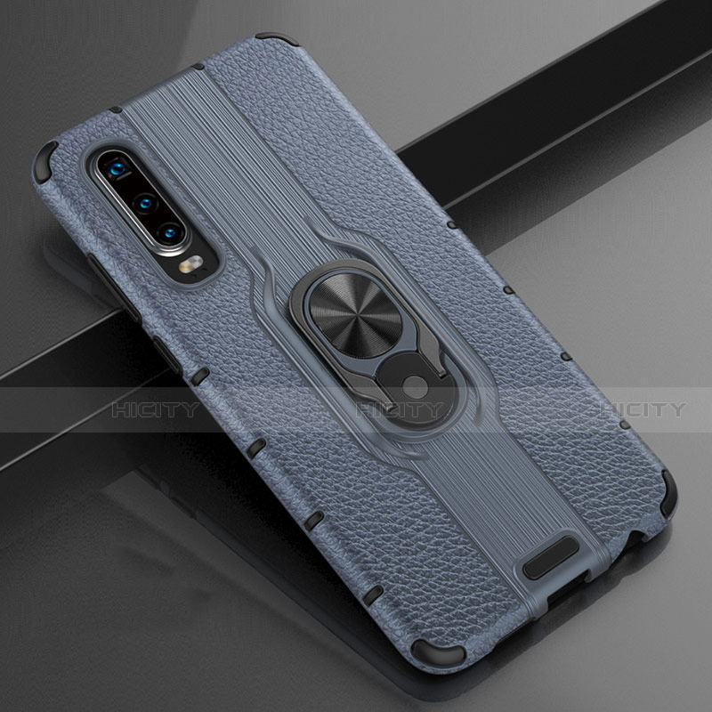 Custodia Silicone Morbida In Pelle Cover con Magnetico Anello Supporto T04 per Huawei P30