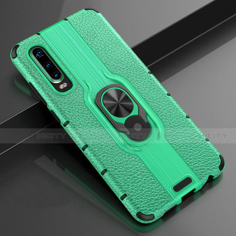 Custodia Silicone Morbida In Pelle Cover con Magnetico Anello Supporto T04 per Huawei P30