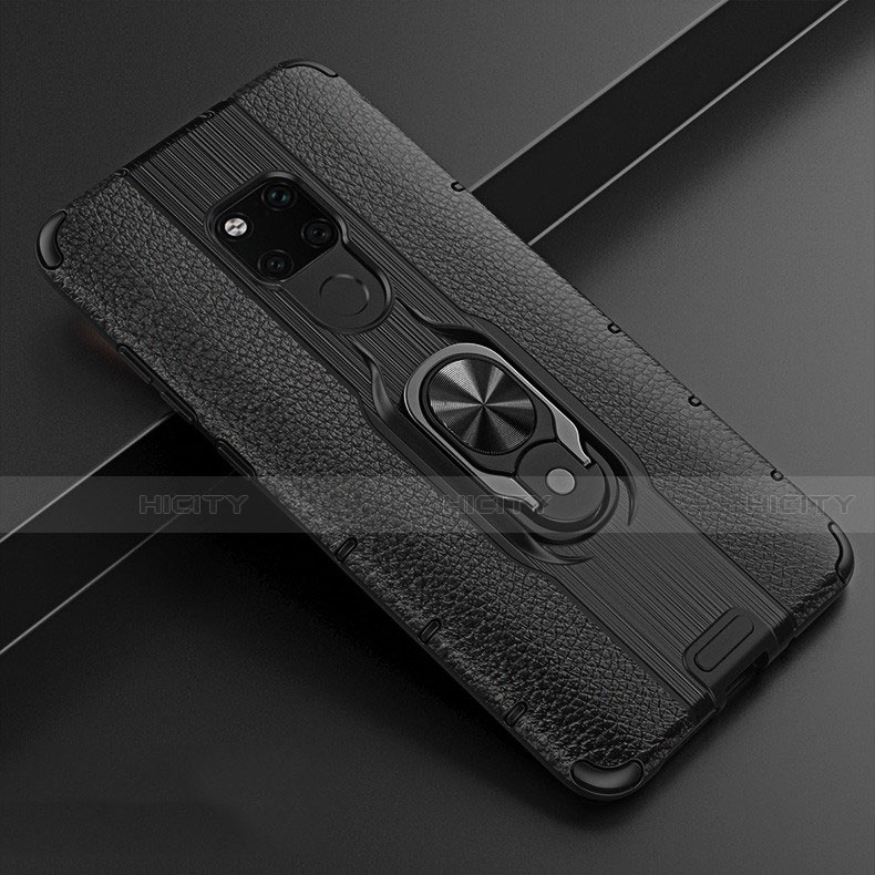 Custodia Silicone Morbida In Pelle Cover con Magnetico Anello Supporto T05 per Huawei Mate 20