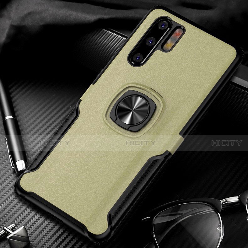 Custodia Silicone Morbida In Pelle Cover con Magnetico Anello Supporto T05 per Huawei P30 Pro