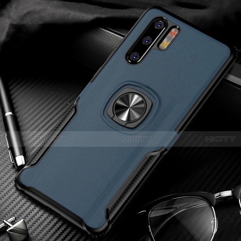 Custodia Silicone Morbida In Pelle Cover con Magnetico Anello Supporto T05 per Huawei P30 Pro New Edition