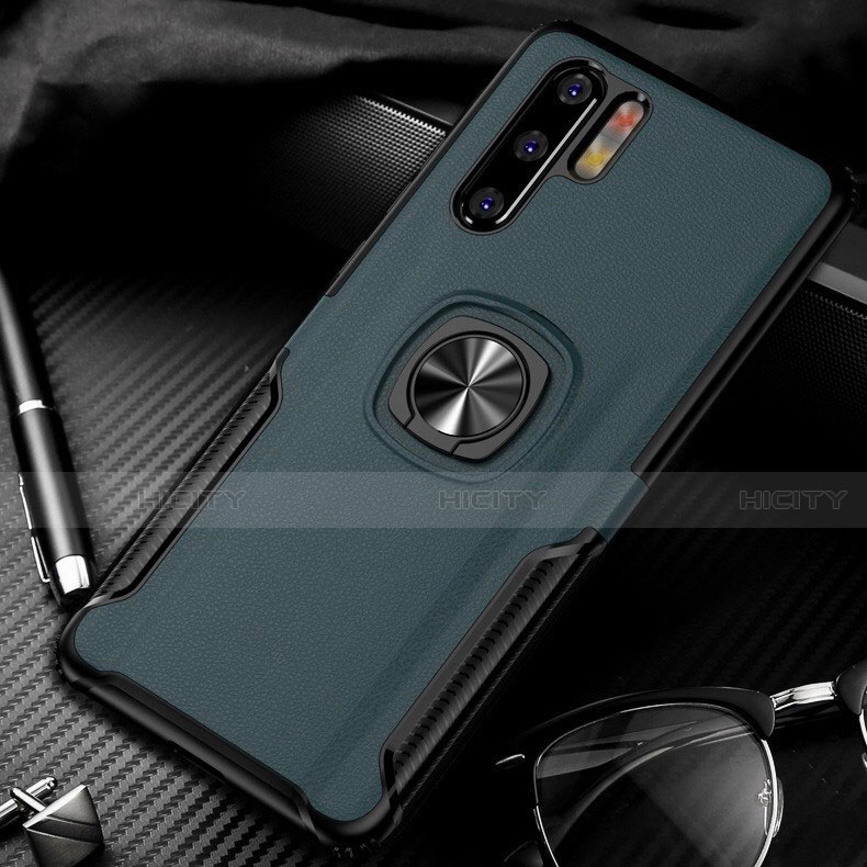 Custodia Silicone Morbida In Pelle Cover con Magnetico Anello Supporto T05 per Huawei P30 Pro New Edition