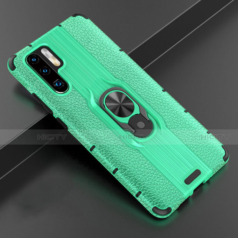 Custodia Silicone Morbida In Pelle Cover con Magnetico Anello Supporto T06 per Huawei P30 Pro New Edition