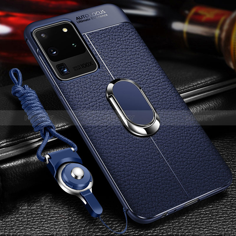 Custodia Silicone Morbida In Pelle Cover con Magnetico Anello Supporto WL1 per Samsung Galaxy S20 Ultra 5G