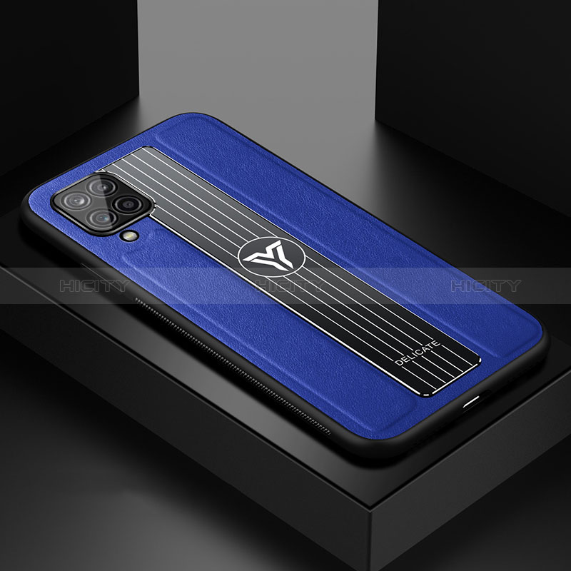 Custodia Silicone Morbida In Pelle Cover con Magnetico FL1 per Samsung Galaxy A12 5G Blu