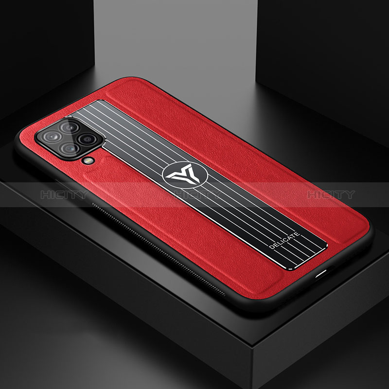 Custodia Silicone Morbida In Pelle Cover con Magnetico FL1 per Samsung Galaxy A12 Nacho Rosso