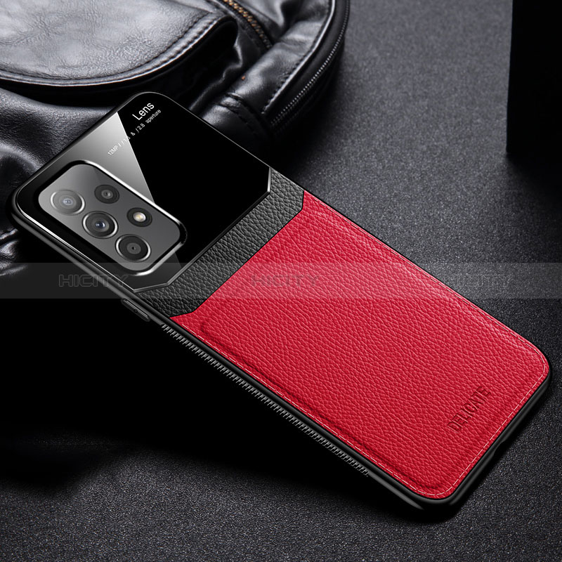 Custodia Silicone Morbida In Pelle Cover con Magnetico FL1 per Samsung Galaxy A23 5G Rosso