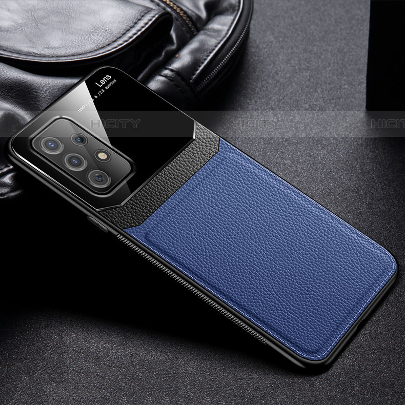 Custodia Silicone Morbida In Pelle Cover con Magnetico FL1 per Samsung Galaxy A72 4G Blu