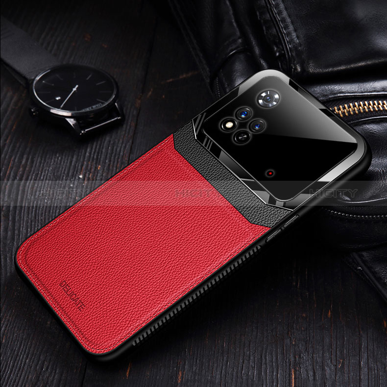 Custodia Silicone Morbida In Pelle Cover con Magnetico FL1 per Xiaomi Poco M4 Pro 4G