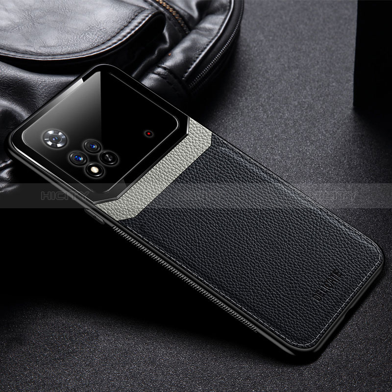 Custodia Silicone Morbida In Pelle Cover con Magnetico FL1 per Xiaomi Poco M4 Pro 4G Nero